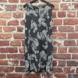 SHELBY & PALMER WOMEN'S BLACK WHITE FLORAL PAISLEY SCROLL ZIP UP DRESS